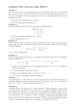 Statistics 2015 Exercise class Week 5