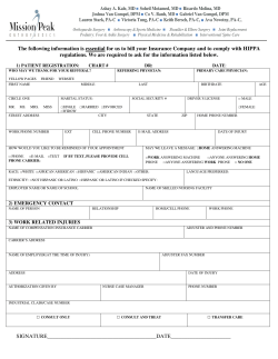 New Patient Registration - Mission Peak Orthopaedic Medical Group