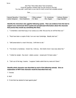 And Then There Were None Test Corrections: Circle the question