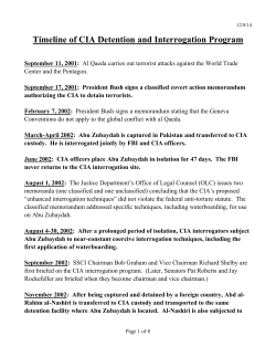 Timeline of CIA Detention and Interrogation Program