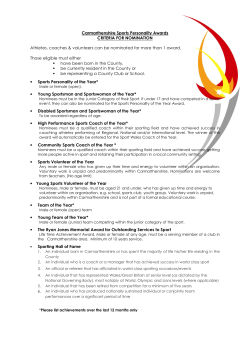 Carmarthenshire Sports Personality Awards CRITERIA FOR
