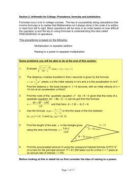 Page 1 of 17 Formulas occur a lot in college courses. The key to