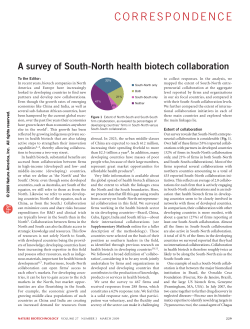 A Survey of South-North Health Biotech Collaboration. Nature