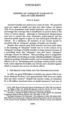 Defining an Adequate Package of Health Care Benefits Postscript
