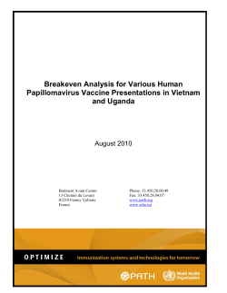 Breakeven Analysis for Various HPV Vaccine Presentations in