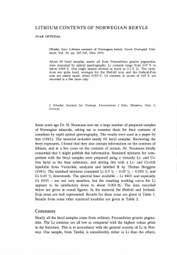 LITHIUM CONTENTS OF NORWEGIAN BERYLS Some years ago
