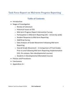 Task Force Report on Mid-term Progress Reporting