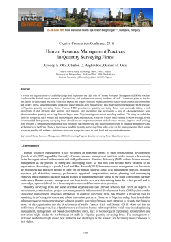 Human Resource Management Practices in Quantity Surveying Firms