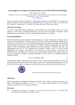 An Example of a Properly Formatted Abstract