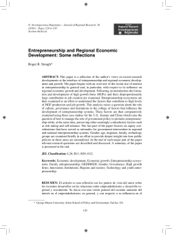 Entrepreneurship and Regional Economic Development: Some