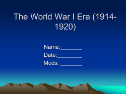 Chapter 20: WWI 1914-1919