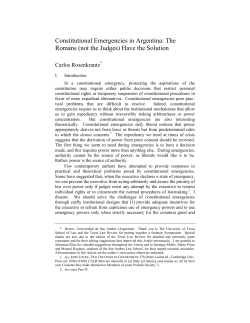 Constitutional Emergencies in Argentina: The Romans (not the
