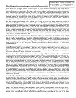 Edmund Morgan, Excerpts from Slavery and Freedom the American