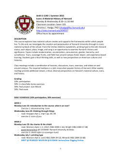 Anth S-1140 | Summer 2015 Icons: A Material History of Harvard