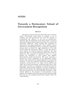 NOTES Towards a Declaratory School of Government Recognition