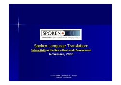 Spoken Language Translation: