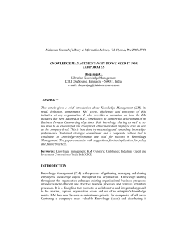 KNOWLEDGE MANAGEMENT: WHY DO WE NEED IT FOR - e-LIS