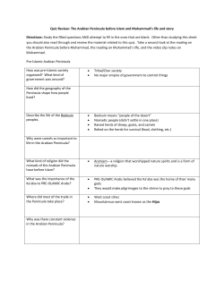 Quiz Review: The Arabian Peninsula before Islam and Muhammad`s