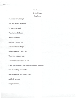 The Outsiders By: SE Hinton Rap Poem I`m a Greaser