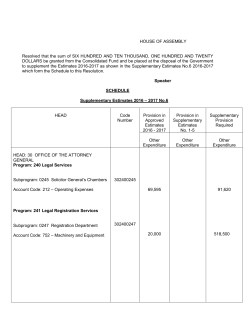 HOUSE OF ASSEMBLY Resolved that the sum of SIX HUNDRED