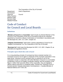 Code of Conduct for Council and Local Boards