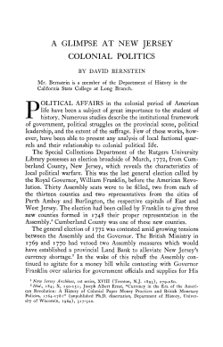 a glimpse at new jersey colonial politics