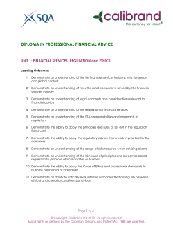 Unit 1 - Financial Services, Regulation and Ethics