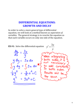 DIFFERENTIAL EQUATIONS: GROWTH AND DECAY