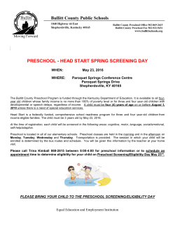 Preschool and Headstart Spring Screenings