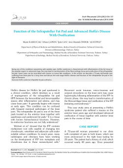 Function of the Infrapatellar Fat Pad and Advanced Hoffa`s Disease