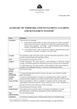 glossary of terms related to payment, clearing and settlement