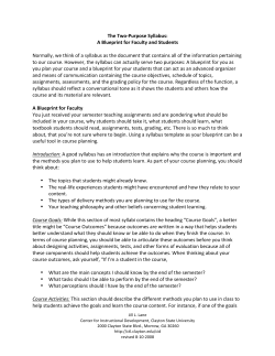 The Two‐Purpose Syllabus: A Blueprint for Faculty and Students