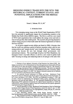 Bringing Energy Trade into the WTO: The Historical Context, Current