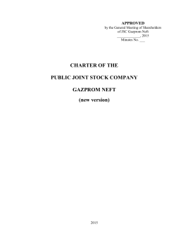 CHARTER OF THE PUBLIC JOINT STOCK COMPANY GAZPROM