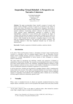 Suspending Virtual Disbelief: A Perspective on Narrative Coherence