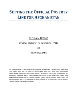 SETTING THE OFFICIAL POVERTY LINE FOR AFGHANISTAN