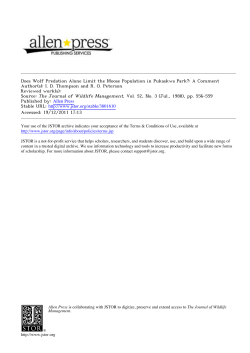Does Wolf Predation Alone Limit the Moose Population in Pukaskwa