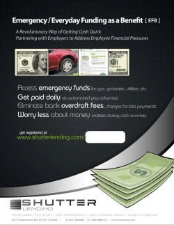 Emergency / Everyday Funding as a Benefit