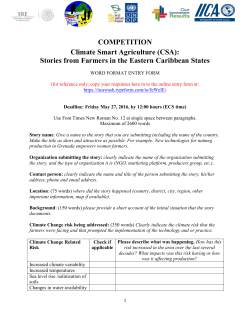 COMPETITION Climate Smart Agriculture (CSA): Stories from