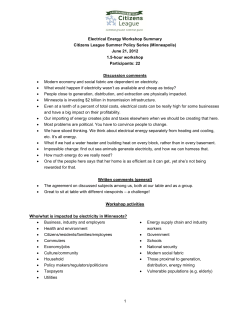1 Electrical Energy Workshop Summary Citizens League Summer