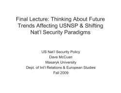 Final Lecture: Thinking About Future Trends Affecting