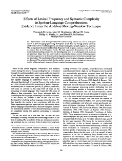 Effects of Lexical Frequency and Syntactic Complexity in Spoken
