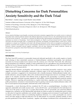 Anxiety Sensitivity and the Dark Triad