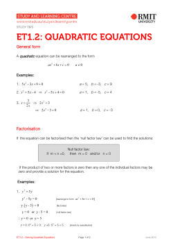 ET1.2: QUADRATIC EQUATIONS