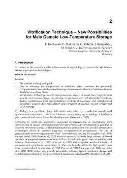 2 Vitrification Technique &ndash; New Possibilities for Male Gamete Low
