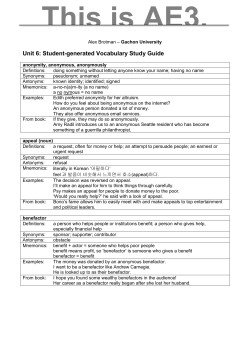 Unit 6: Student-generated Vocabulary Study Guide