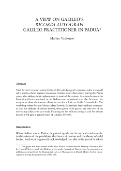 a view on galileo`s ricordi autografi galileo practitioner in padua