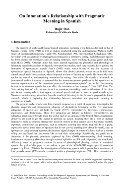 On Intonation`s Relationship with Pragmatic Meaning in Spanish
