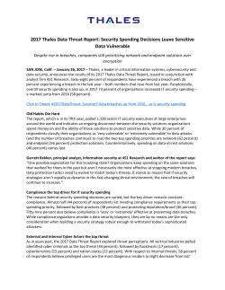 Data breaches up from 2016, as is security spending. Press Release