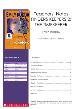 Teachers` Notes FINDERS KEEPERS 2: THE